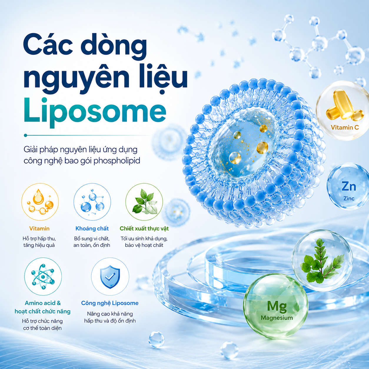 Các dòng nguyên liệu ứng dụng công nghệ Liposome
